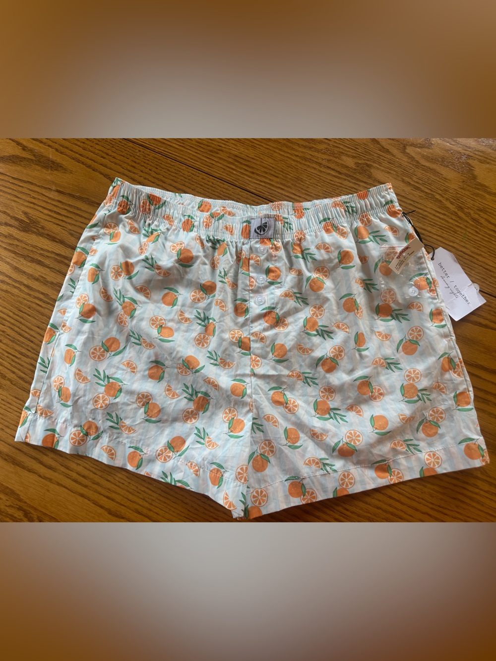 Women's Lounge Shorts with Orange Fruit Print 100% Cotton Small New